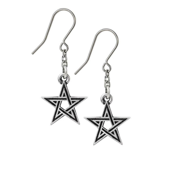 Alchemy Gothic E395  Black Star Earrings