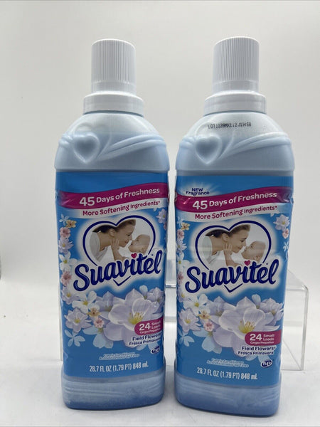 (2) Suavitel Fabric Conditioner Field Flowers 24 Loads Gentle For Baby 28.7oz ￼