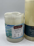 (3) Night Splendor LED Wax Flameless Candles 4" 6"  5hr Timer Battery Operated