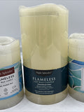 (3) Night Splendor LED Wax Flameless Candles 4" 6"  5hr Timer Battery Operated