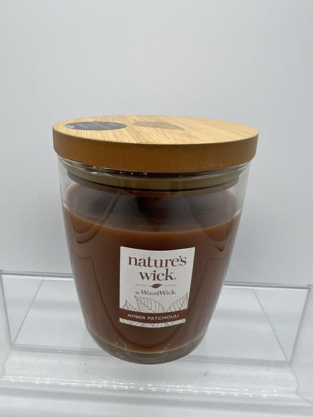 WOODWICK Nature's Wick Amber Patchouli Scented Candle Jar 10oz