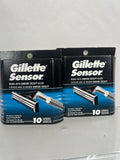 (2) Gillette Sensor Men Razor Blade Refills Fits Excel 10 Cartridges COMBINESHIP