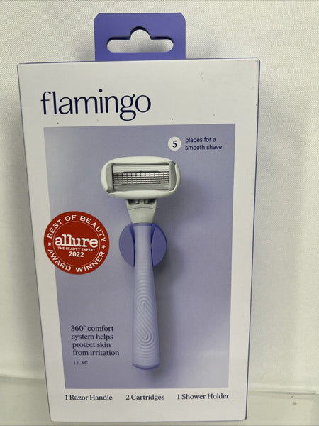 Flamingo Women's 5 Blade 1 Handle 2 Cartridges Shower Holder Lilac COMBINESHIP