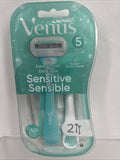 Gilette Venus Sensitive Extra Smooth 5 Blade Razor Women 2 Count COMBINESHIP