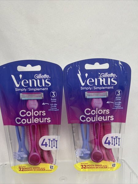 (2) GILLETTE VENUS Simply 3 Women's Disposable Razors 5 razors