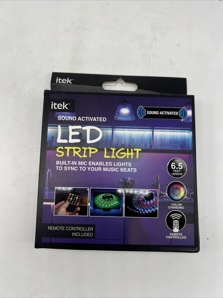ITek LED Strip Light 6.5 Feet Remote Control Color Change Sound Activated Music