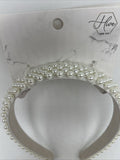 Hive and Co. Faux Elegant Classy White Pearl Headband Beige Cocktail Party NYE