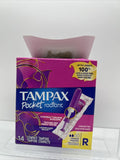 Tampax Radiant Pocket Tampons Regular Unscented 14 count box Damage COMBINESHIP