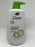 Dove Refreshing Liquid Body Wash w/ Pump Cucumber & Green Tea Cleanser, 30.6 oz