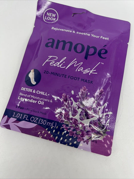 Amope Pedimask Foot Sock Mask 20 Minute Lavender Softening Hydrating COMBINESHIP