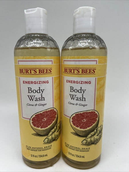 (2) Burt's Bees Energizing Body Wash Citrus & Ginger Plant Based 12oz Discontinu