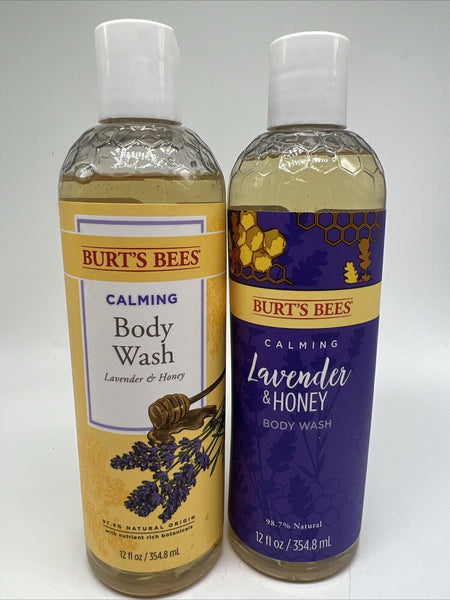 (2) Burt's Bees Calming Body Wash Lavender  & Honey Plant Based 12oz Discontinu