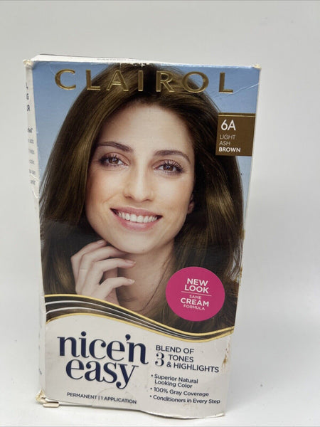 Clairol # 6A LIGHT ASH BROWN Nice n Easy Permanent Hair Color with Conditioners