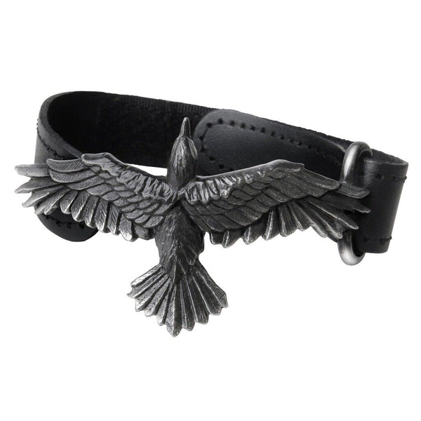 Alchemy A109 Black Consort Wriststrap Gothic Raven Black Leather Strap Buckle