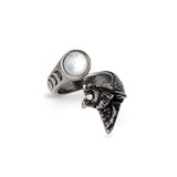Alchemy Gothic R247 Howl At The Moon Ring Wrap Finger Wolf Pearl Moon