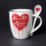 Alchemy Gothic ALMUG18 You Stir My Blood Cup & Spoon Red Heart Valentine Coffee