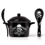 Alchemy Gothic China MRB3 Bone Appetit Bowl Lid & Spoon Set Oven Microwave Skull
