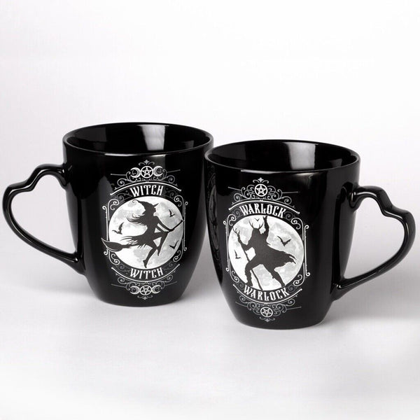 Alchemy Gothic CM1 Witch & Warlock Mug Set Black Coffee Tea 12oz