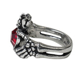 Alchemy Gothic R210  Claddagh By Night Ring Red Heart Crown Hands Friendship Lo