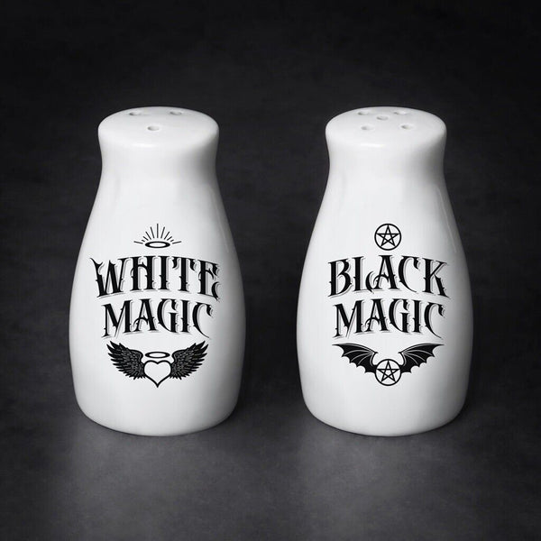 Alchemy Gothic MRSP4 - White Magic / Black Magic Salt & Pepper Set Shaker