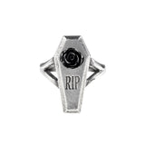 Alchemy Gothic R235  RIP Rose Ring Coffin Black Rose England Rest in Peace
