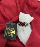 Alchemy Gothic R238 Little Devil Ring  England Red Heart Crystal sz6-9.5 IN HAND
