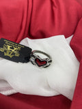 Alchemy Gothic R238 Little Devil Ring  England Red Heart Crystal sz6-9.5 IN HAND