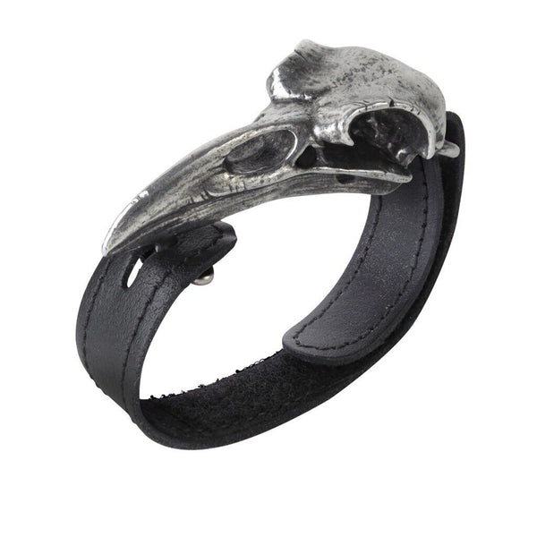 Alchemy A105 Rabeschadel Bracelet Gothic Raven Skull Black Leather Strap Buckle