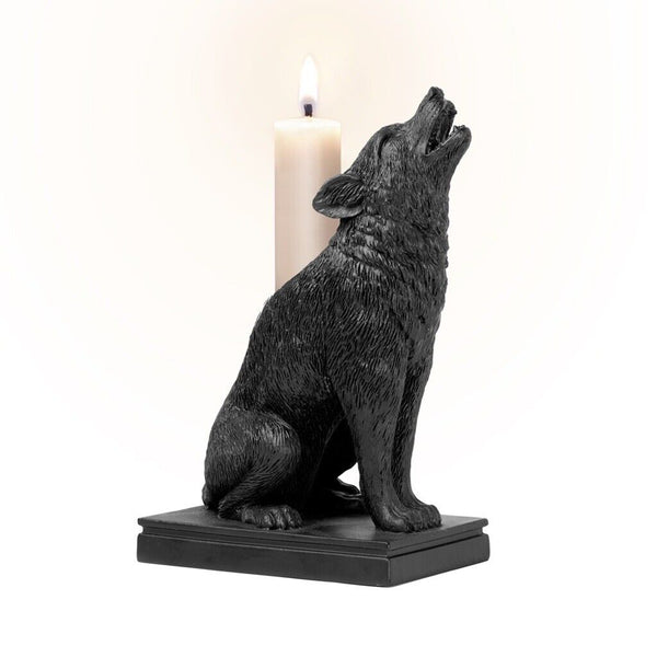 Alchemy Gothic V115 Ulula Noctis Candle stick Holder Wolf Decor Wicken Witch