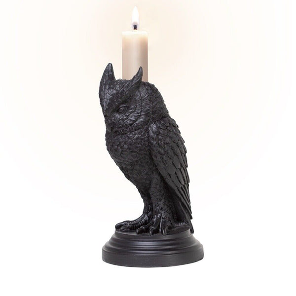 Alchemy Gothic V116 Owl of Astrontiel Candlestick Holder Decor Witch Hand Finish