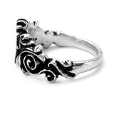 Alchemy Gothic R134  Betrothal Ring red heart floral scroll
