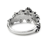 Alchemy Gothic R134  Betrothal Ring red heart floral scroll