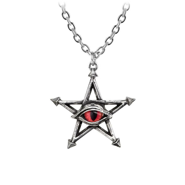 Alchemy Gothic P805  Red Curse Pendant Necklace Pentagram evil eye amulet