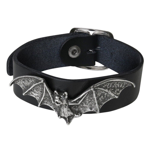 Alchemy A111 Desmodus Wriststrap Gothic Bat Wings Black Leather Strap Buckle