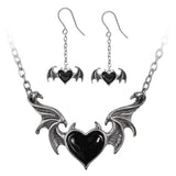 Valentine Day Set Alchemy Gothic P896 Blacksoul Necklace & E443 Dropper Earring