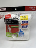 L HANES MEN TAGLESS T-SHIRTS SOLID WHITE 2 PACK  Large 42–44"