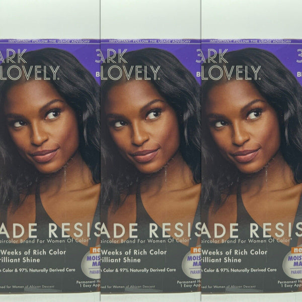 (3) Dark and Lovely 371 Jet Black SoftSheen-Carson ￼ Hair Color Fade Resist