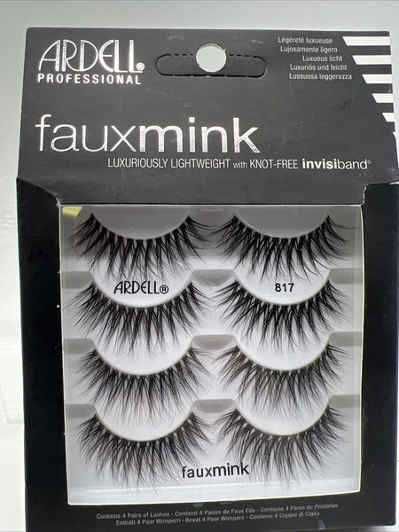 Ardell Fauxmink 817 Knot-Free Invisiband False Lashes 4 Pairs each COMBINESHIP