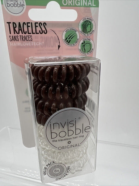 Invisibobble Spirals Multipack 8pc Crystal Clear Brown Hair Rings COMBINESHIP