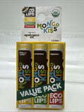 ECO LIPS Mongo Kiss Yumberry Vanilla Honey Peppermint  Lip Balm 3pk