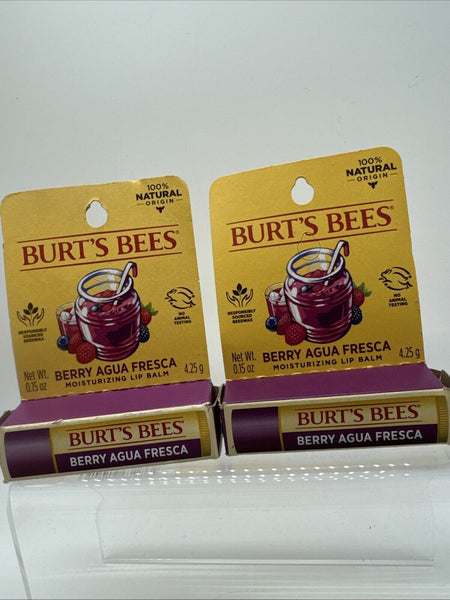 (2) Burt's Bees Berry Agua Fresca 100% Natural Moisturizing Lip Balm COMBINESHIP
