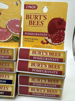 (12) Burt's Bees Beeswax Lip Balm Coconut mint Pomegranate vanilla Grapefruit