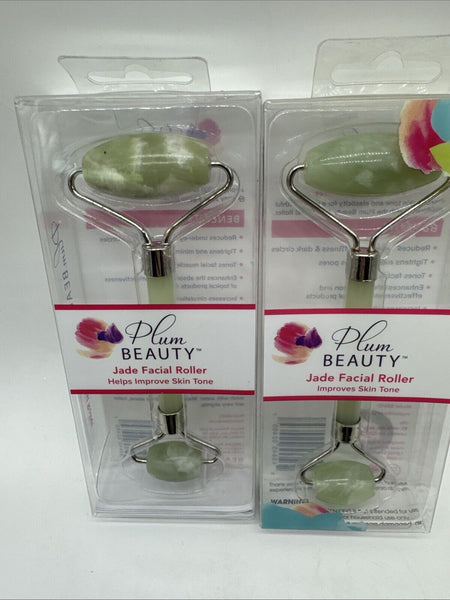 (2) Plum Beauty Jade Dual-Sided Facial Roller Reduce Wrinkle Puffiness Eye