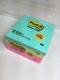 (7) Post It Notes Cube 3x3in Ultra Bright 400/500 Sheets Pink Blue Yellow 3400ct