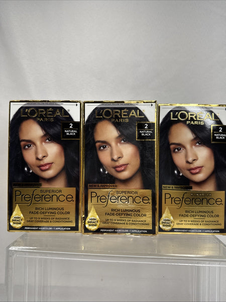 (3) 2 Natural Black L'Oreal Superior Preference Permanent Hair Color