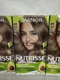 (3) Garnier Nutrisse 811 Medium Extra Ash Blonde Nourishing Permanent Hair Color