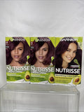 (3) Garnier Nutrisse 42 deep burgundy black Cherry Nourish Permanent Hair Color