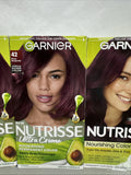 (3) Garnier Nutrisse 42 deep burgundy black Cherry Nourish Permanent Hair Color