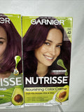 (3) Garnier Nutrisse 42 deep burgundy black Cherry Nourish Permanent Hair Color