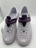 Doggers 7/8 Purple White Ultralite Adjustable Slip Women Shoe Clog
